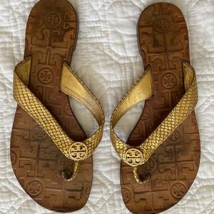 Tory Burch Gold Snake Sandals